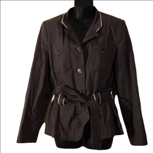 Asostrophe Luxury Is A State Of Mind Striped Blazer. Size 14. Great Belted Style